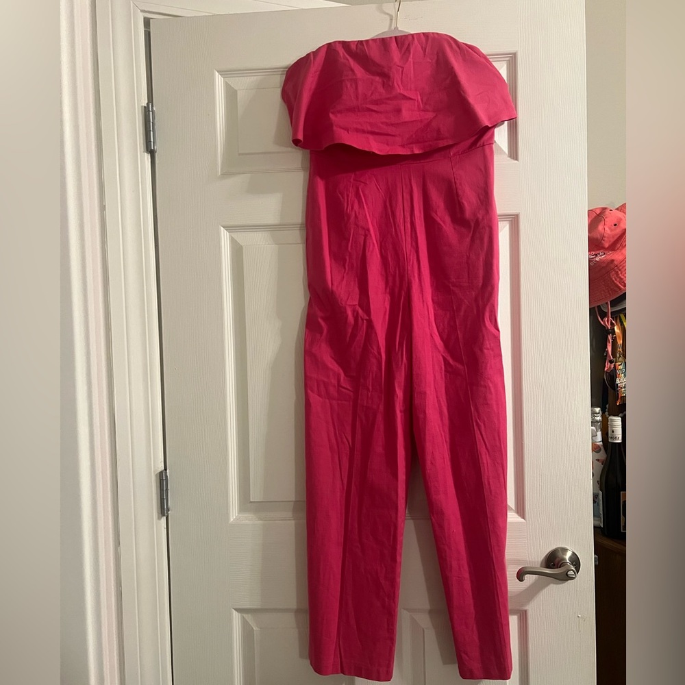 & Merci Strapless Pink Jumpsuit